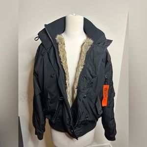 Zadig & Voltaire black coat.Faux inside fur removable.Very cool coat. Sz Small.